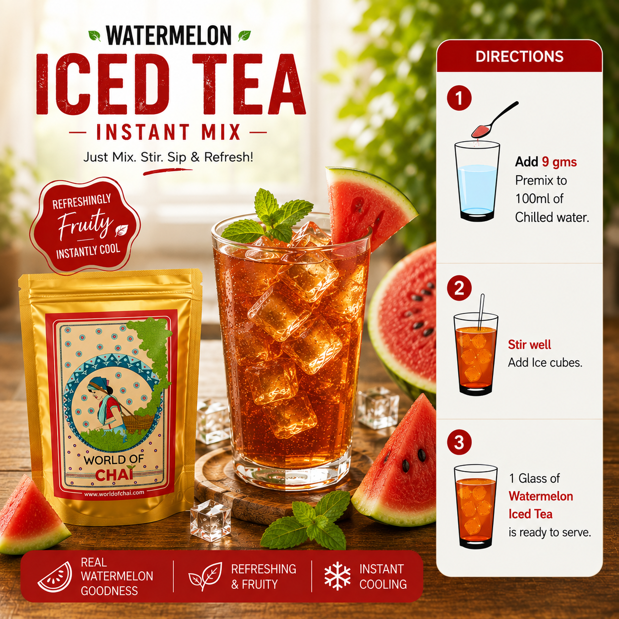 Watermelon Iced Tea Instant Mix Refreshing Premix