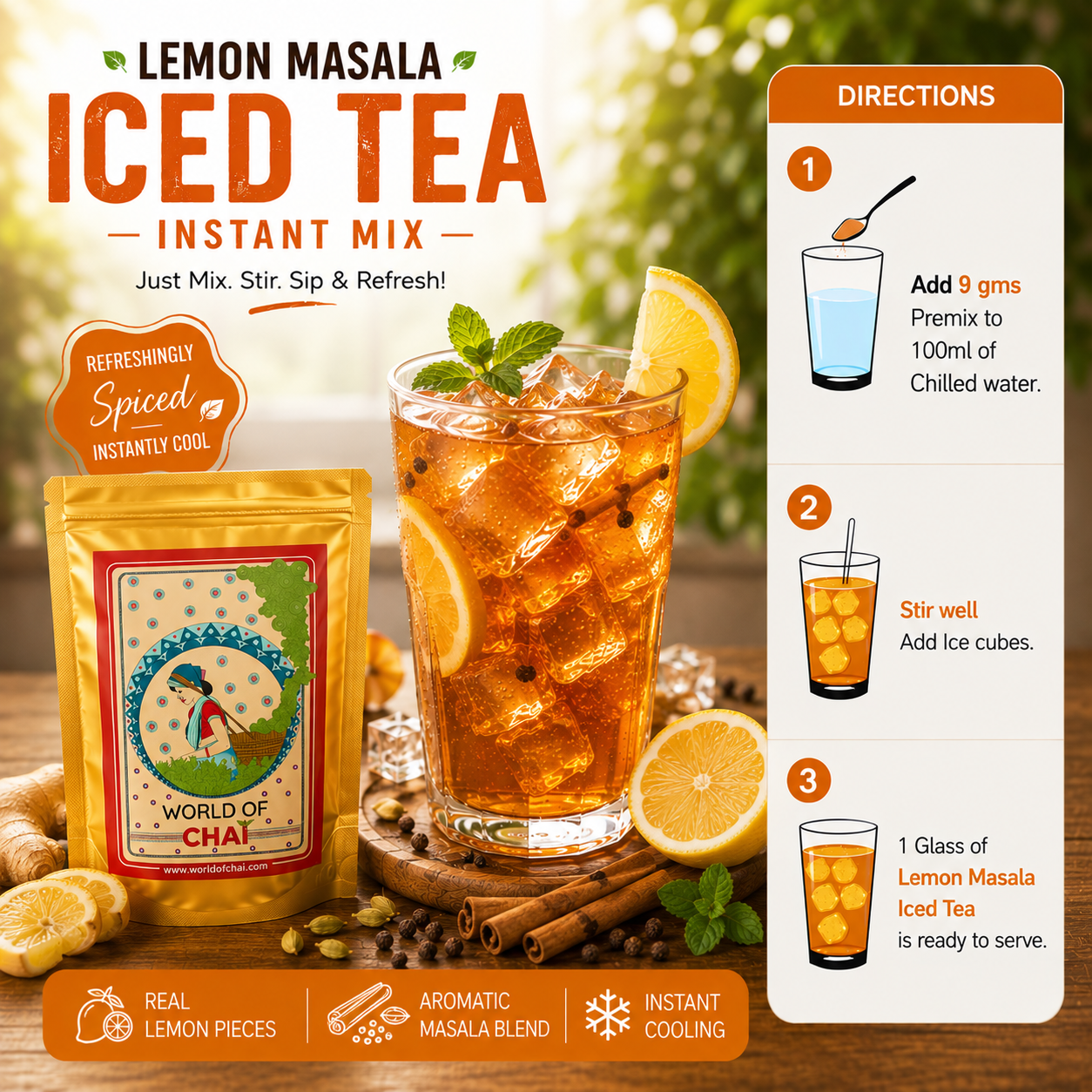Lemon Masala Iced Tea Instant Mix