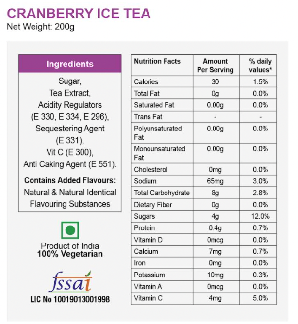 Cranberry Iced Tea (Instant Mix)