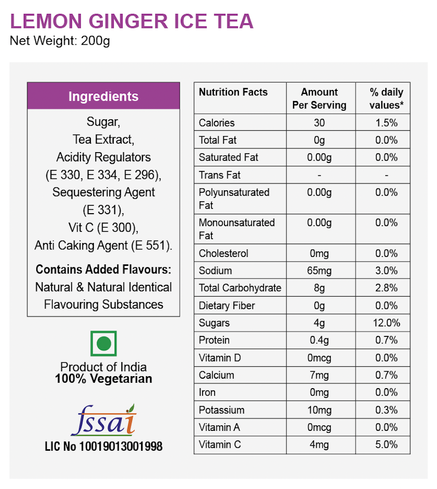 Ginger Lemon Iced Tea (Instant Mix)