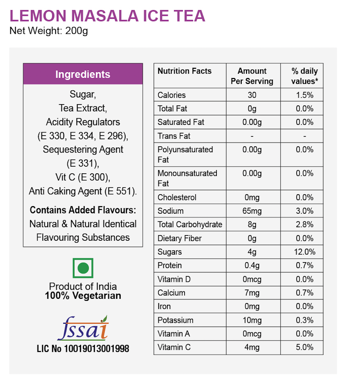 Lemon Masala Iced Tea Instant Mix