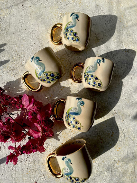 Limited edition Hand-painted Peacock Cup