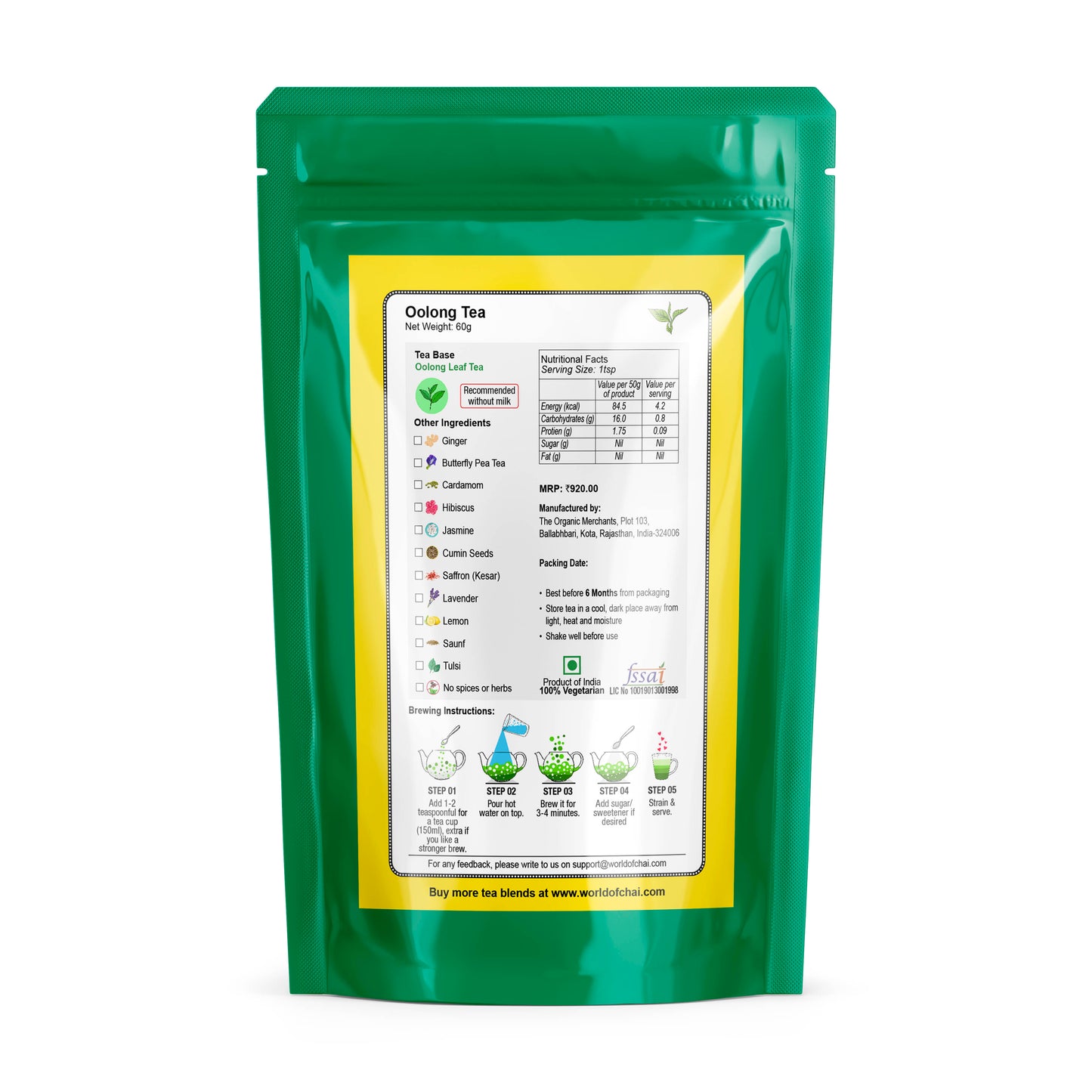 Oolong Tea - Add unlimited spices and herbs