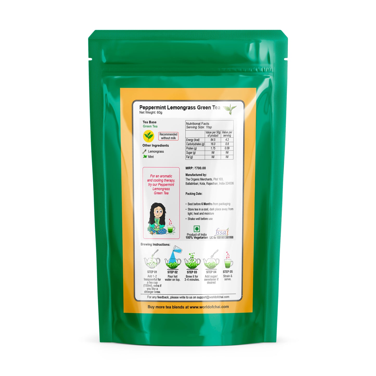 Peppermint Lemongrass Green Leaf Tea