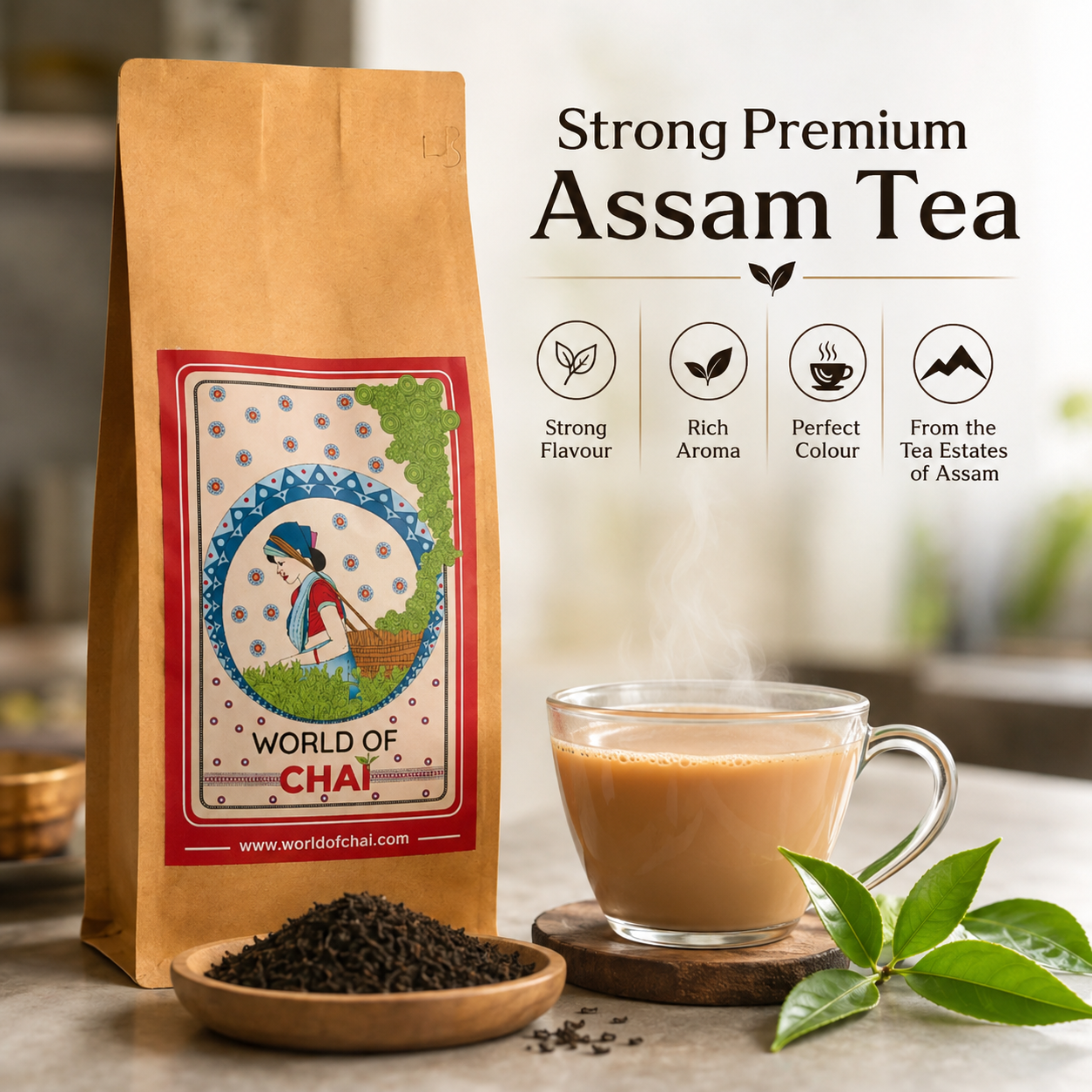 Strong Assam Premium Quality Tea | Rich, Bold Flavor | 100% Natural Loose Leaf | Perfect for Morning Boost