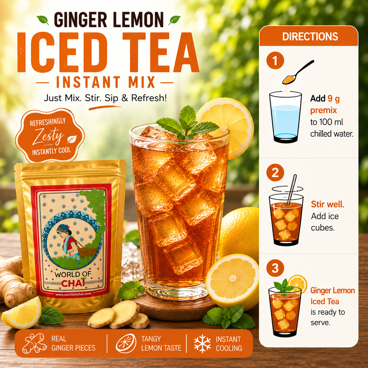 Ginger Lemon Iced Tea (Instant Mix)