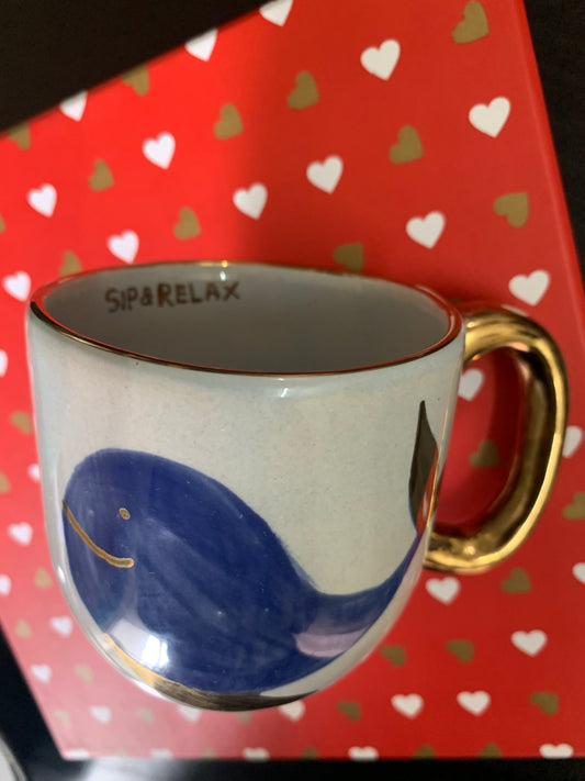 Original Handpainted Blue Whale Cup