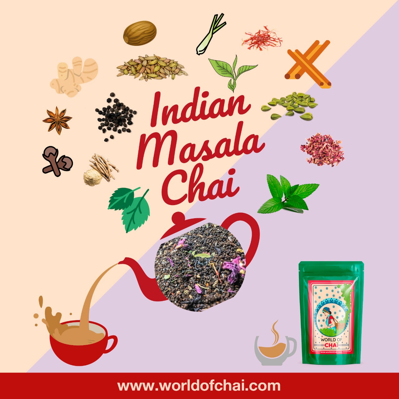 Signature Indian Masala Chai with Tulsi, saffron and 13 ayurvedic herbs and spices