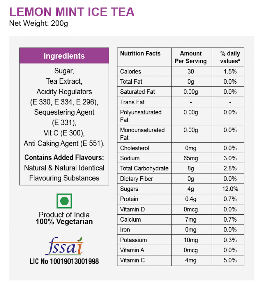 Mint Lemon  Iced Tea Instant Mix