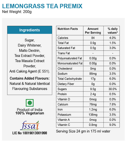 Lemongrass Tea Premix Instant Tea