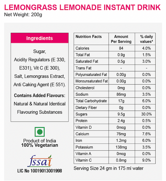Lemonade Lemongrass instant  Mix